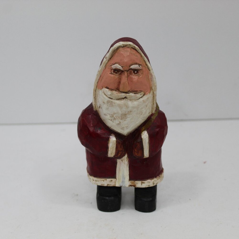 Vintage Folk Art Ole St. Nick Hand Carved & Painted Signed